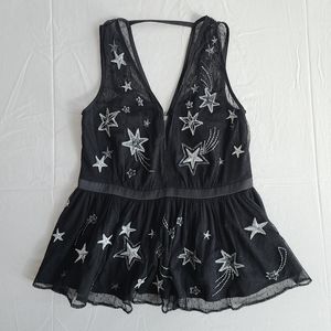 NWT EXPRESS Star Sequin Embroidered Plunge Top Sz 8 Med